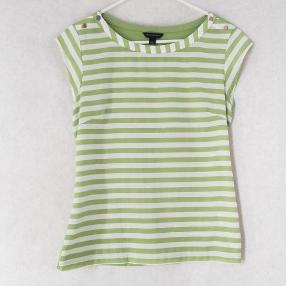 Banana Republic Tops - Banana Republic Green and White Striped Top